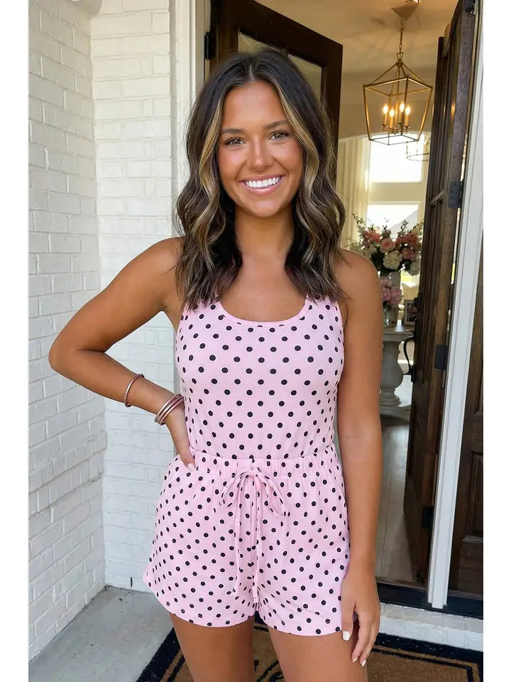 Polka dot drawstring shorts
