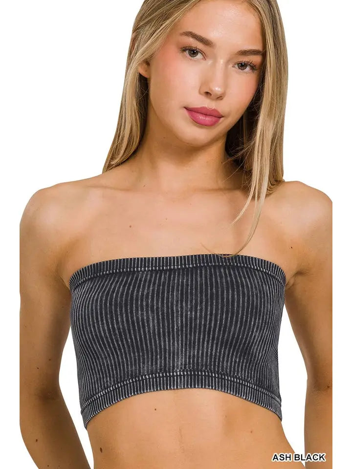 Washed Ribbed Seamless Tube Top