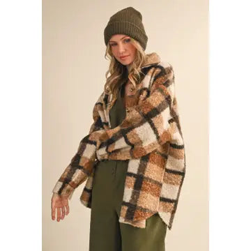 Teddy Plaid Oversized Jacket