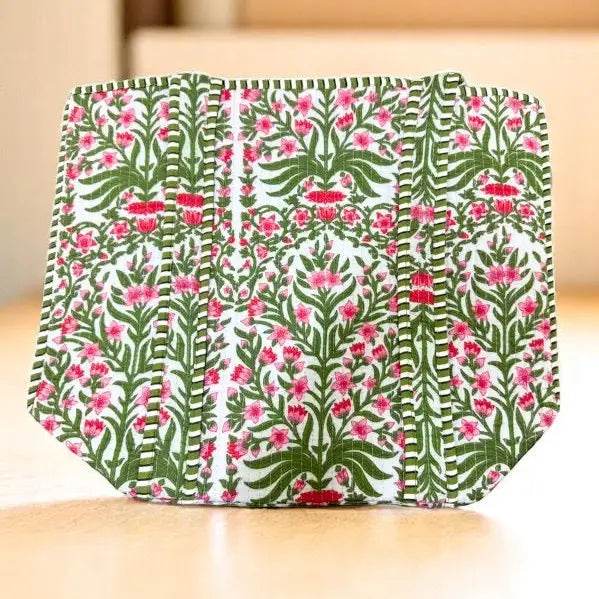 Freya Pink and Green Floral Tote Bag