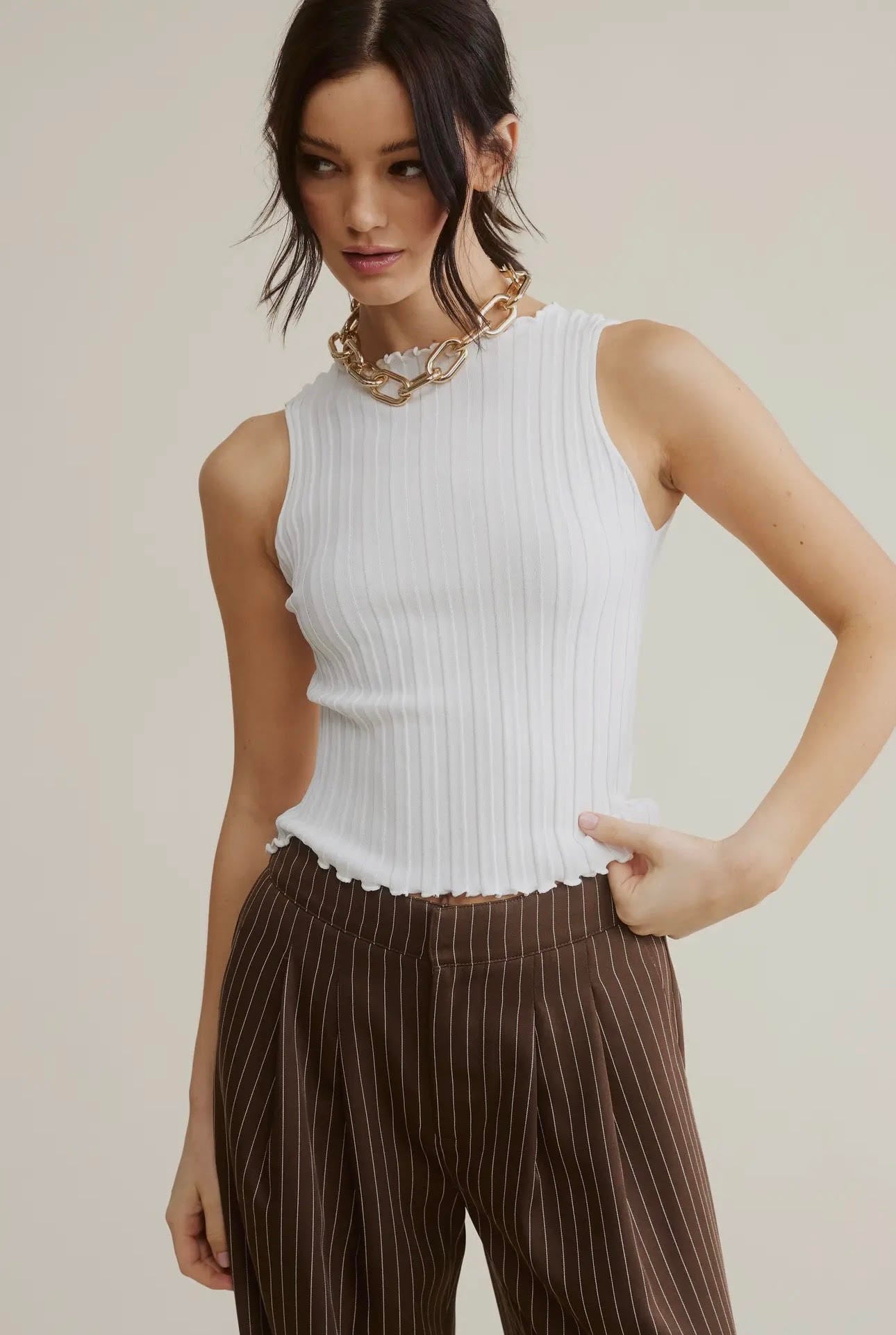 Lettuce Trim Ribbed Tank