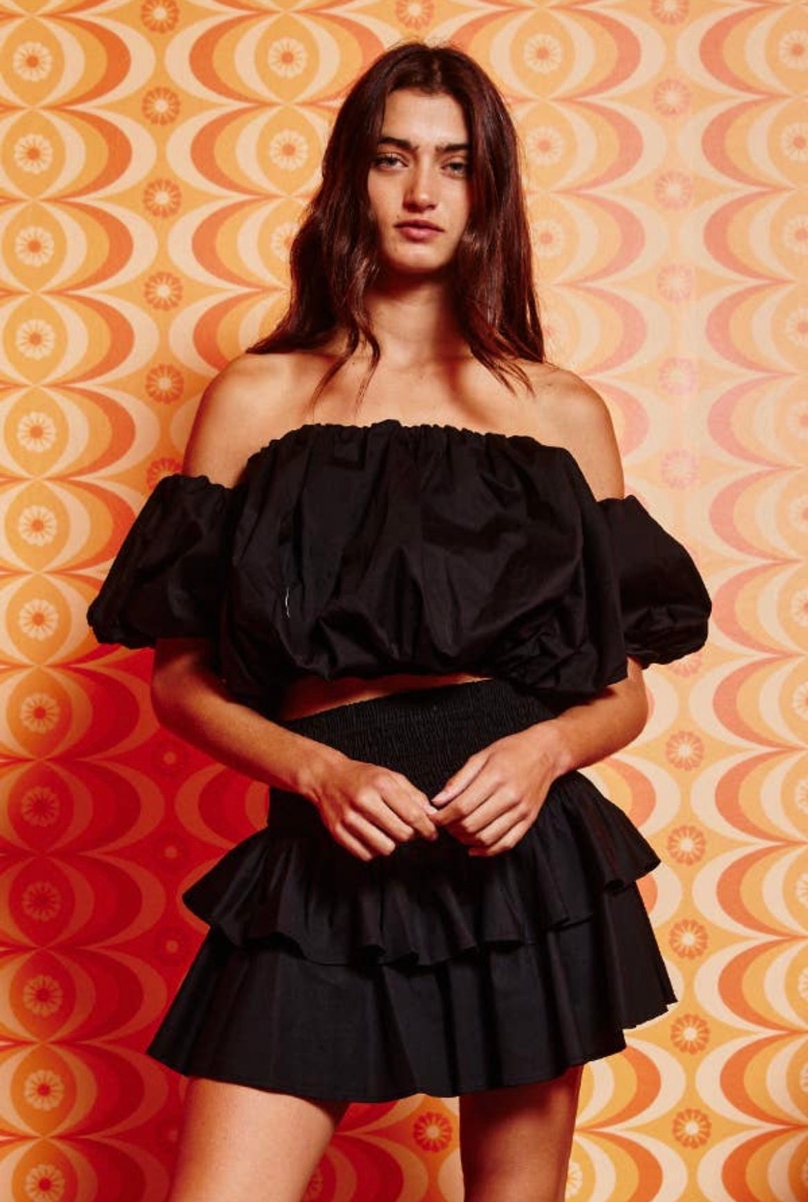 Puff Sleeve Off Shoulder Crop Top