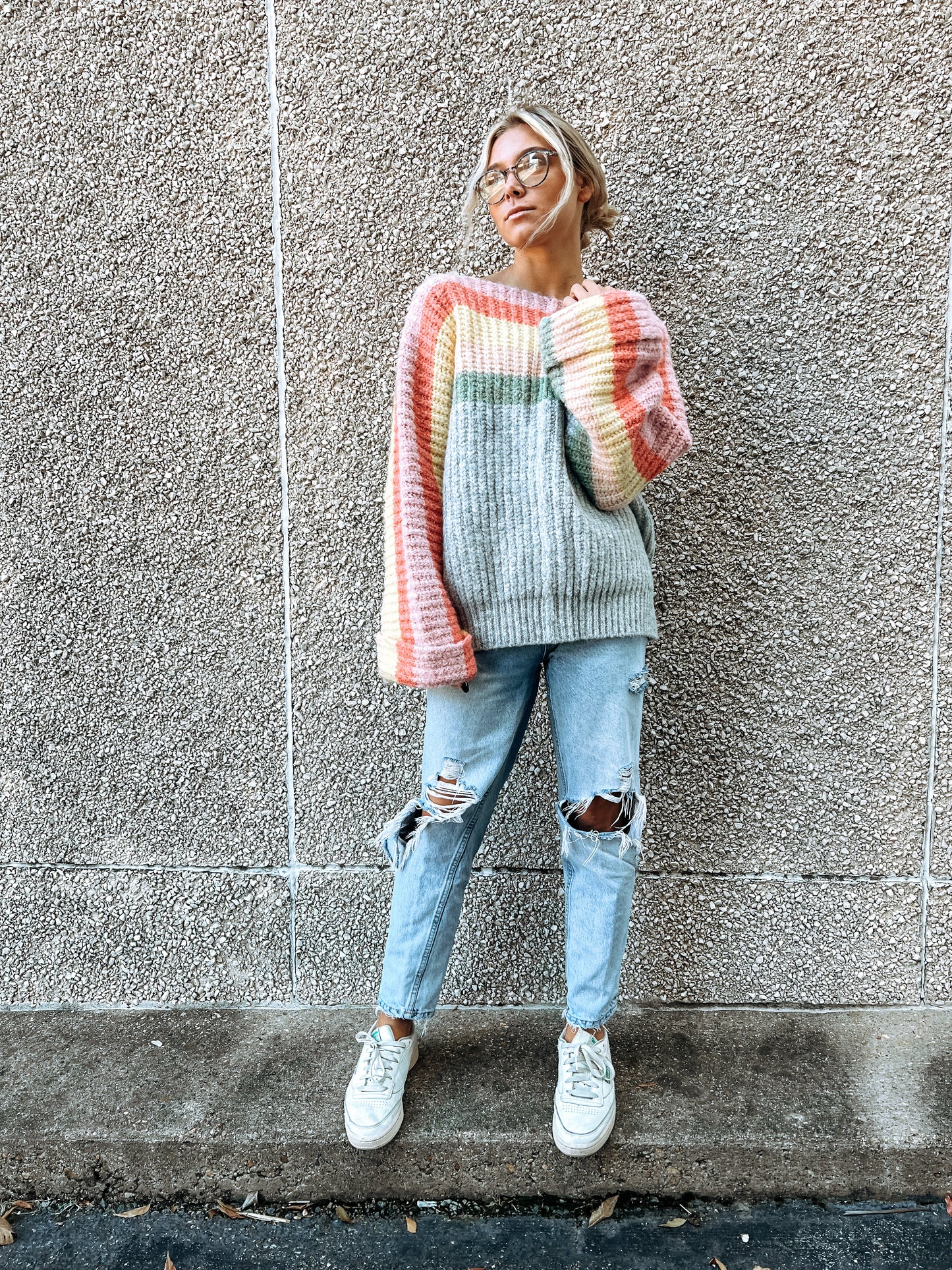Oversized rainbow sweater