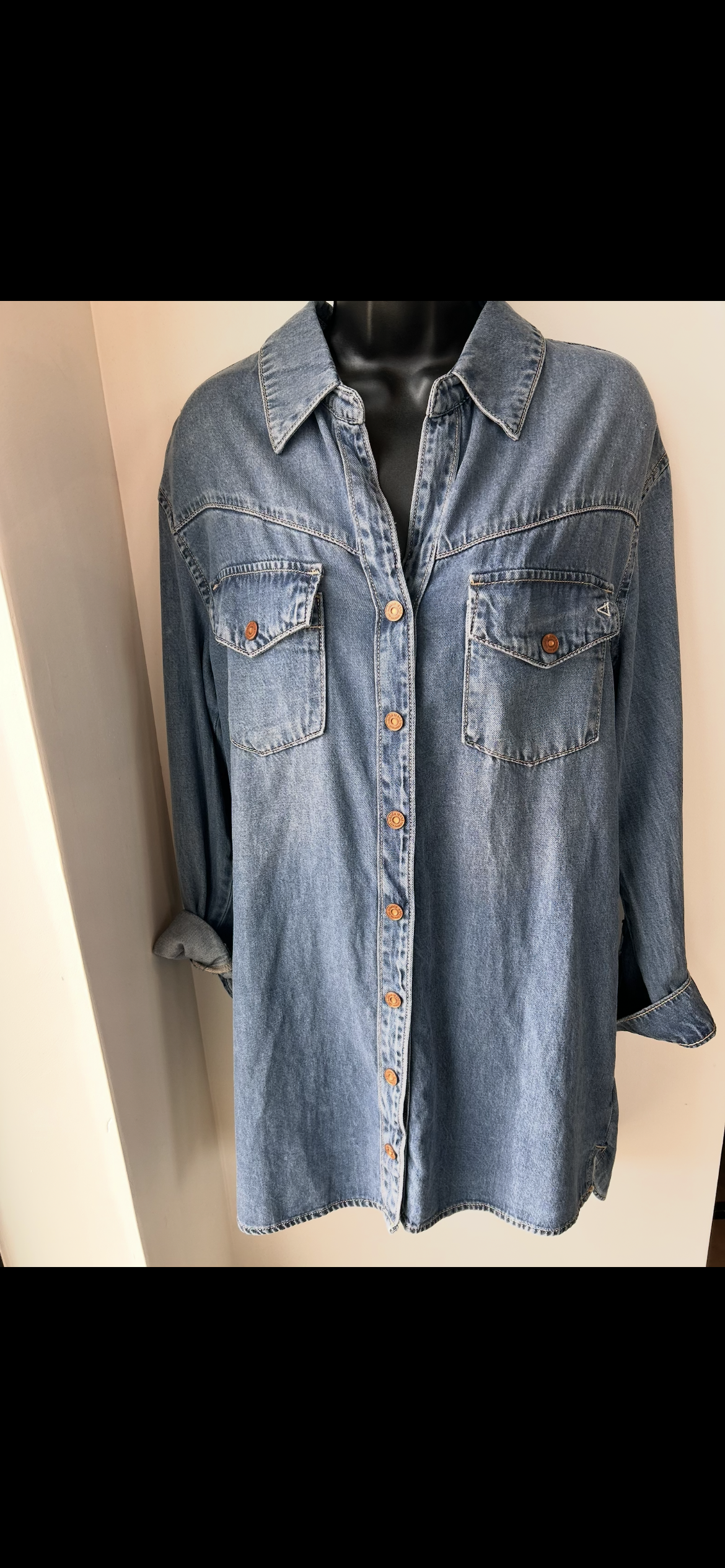 Hidden Denim Button Up