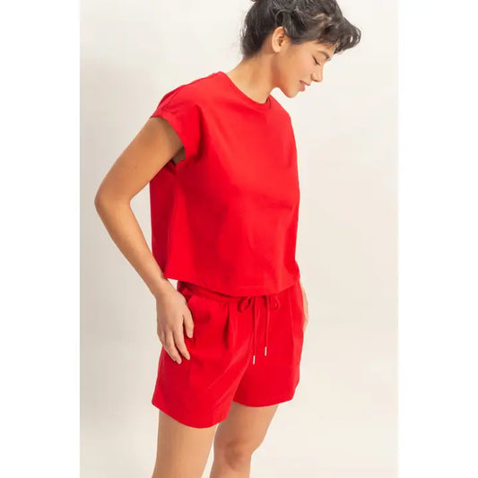 Red Drawstring Shorts