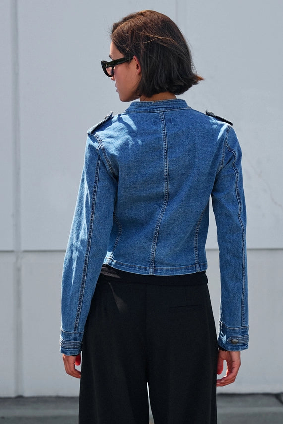 Double-Button Denim Jean Jacket