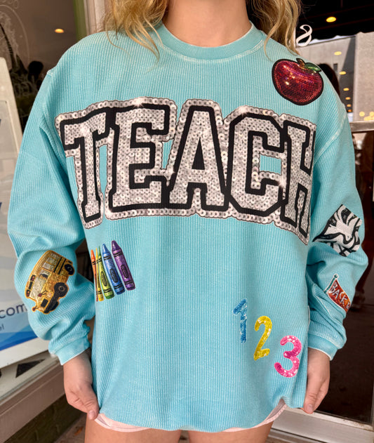 Teach Sequin Corded Crew