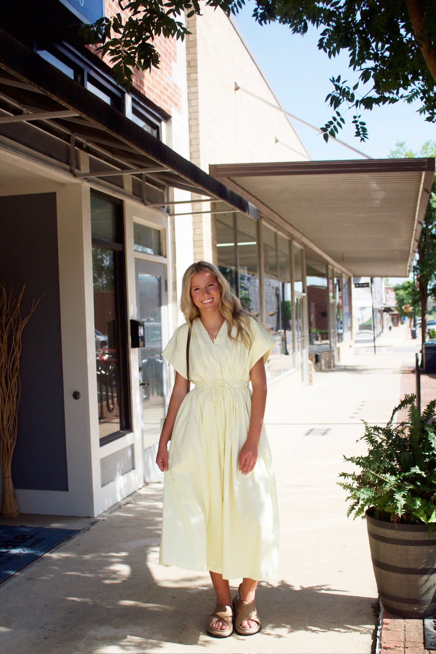 Pleated Detail Belted Maxi Dress