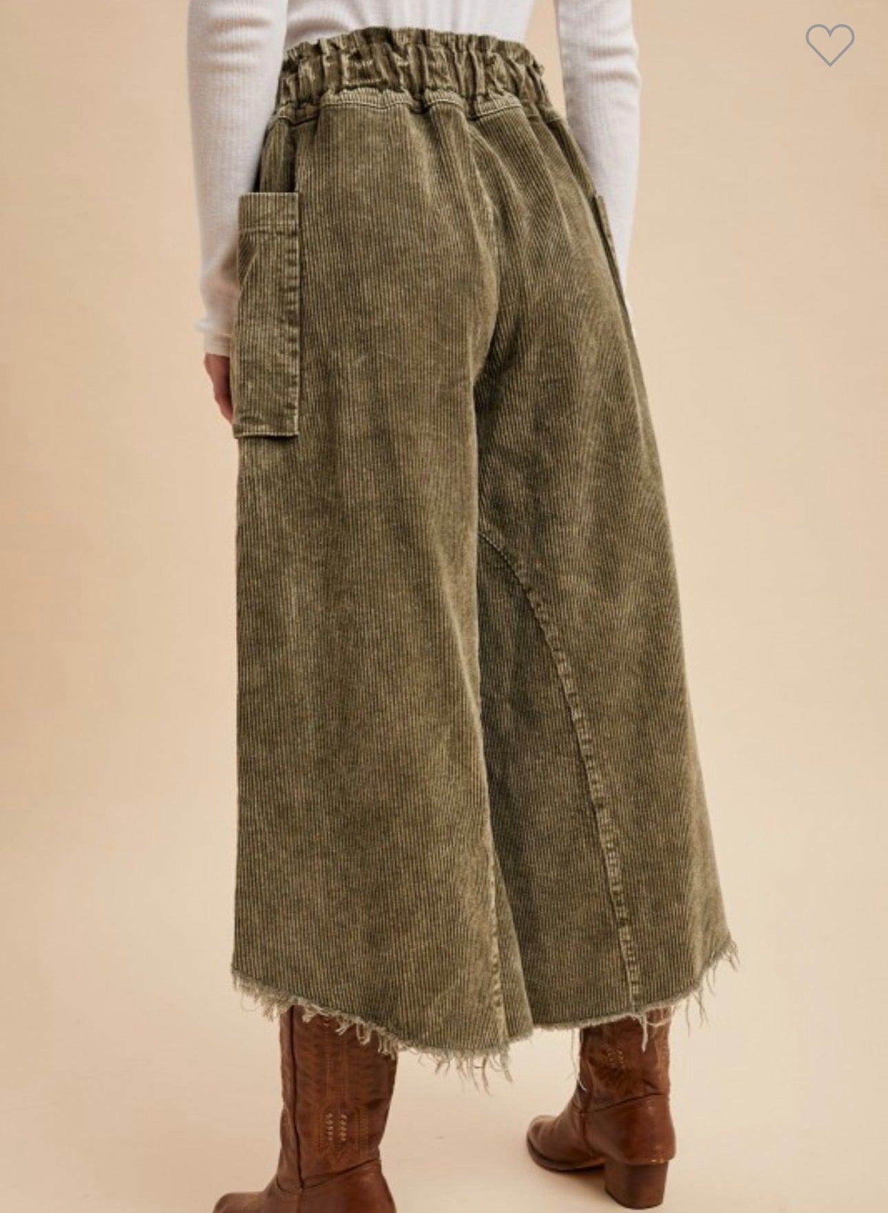 Olive Cropped Fray Pants