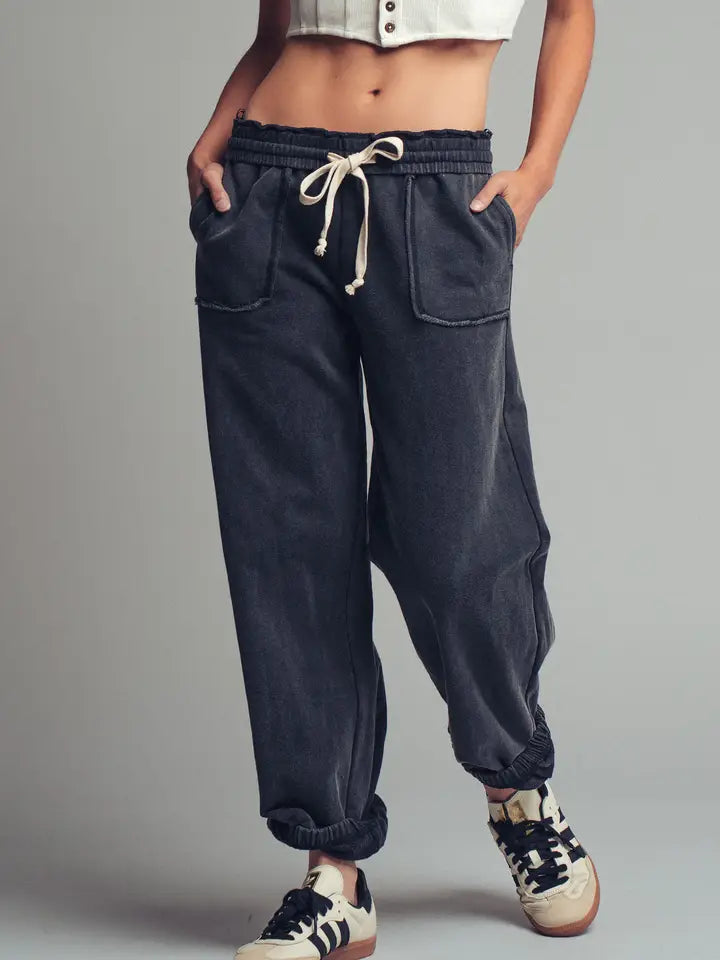 Wide Leg Cotton Blend Jogger Sweatpants