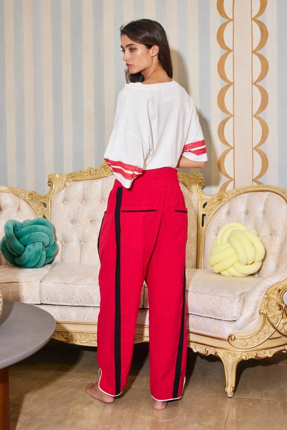 Windbreaker Pants with Contrast Stripe