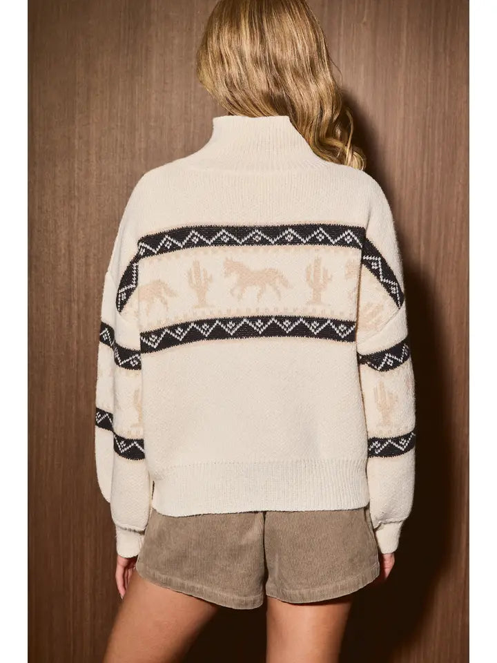 Collared Horse Sweater Jacket
