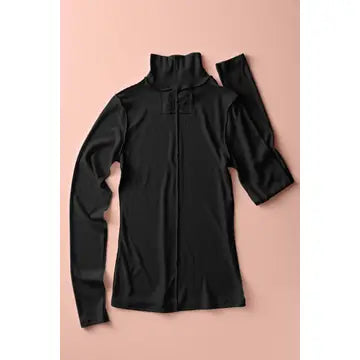 Contrast Seam Turtleneck Knit Top