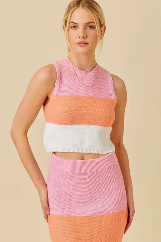 Color Block Knit Top