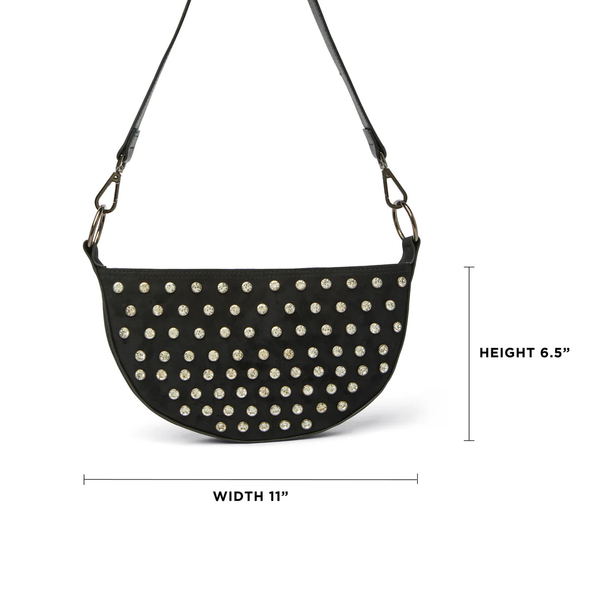 BLACK LUXE SUEDE WITH RHINESTONE STUDS