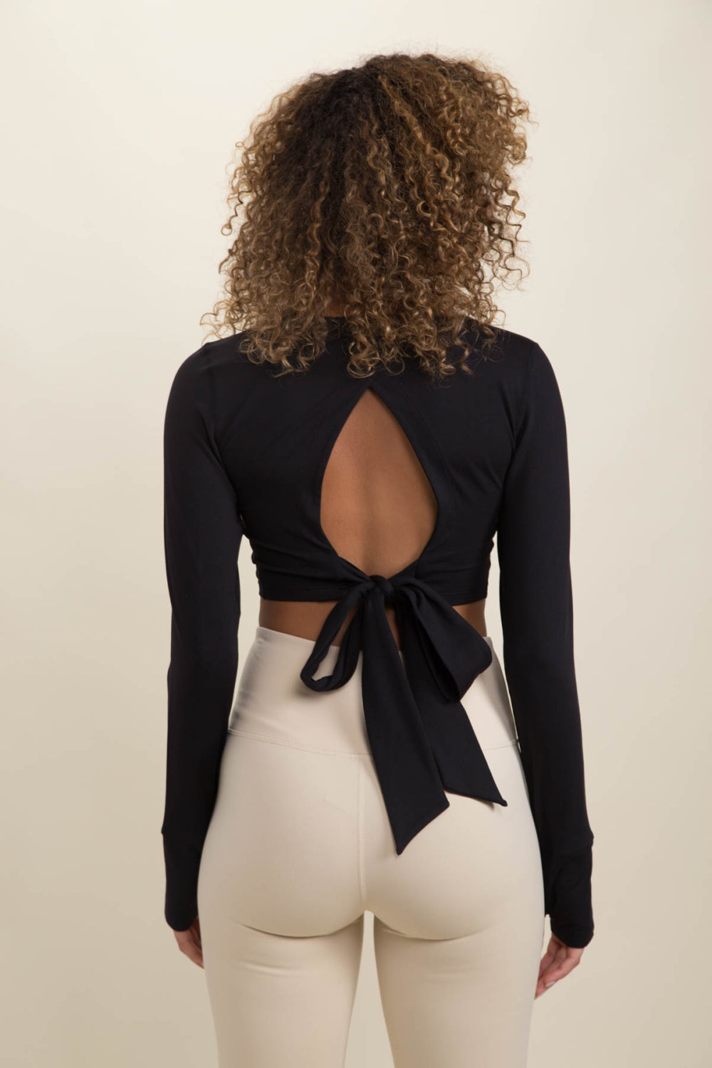 Crop Long-Sleeve Top with Tie-Back