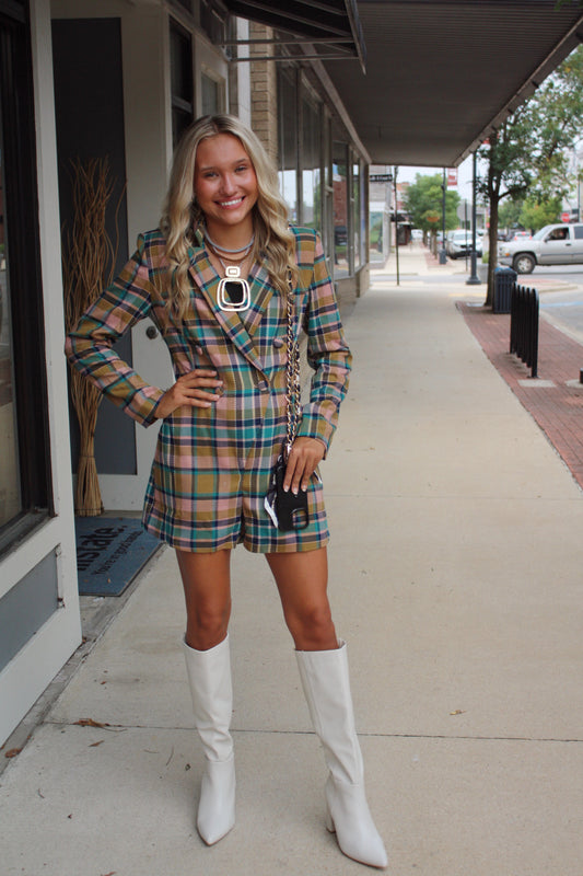 Multi Color Plaid Romper
