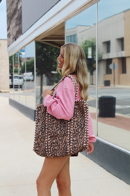Leopard Quilted Tote Bag