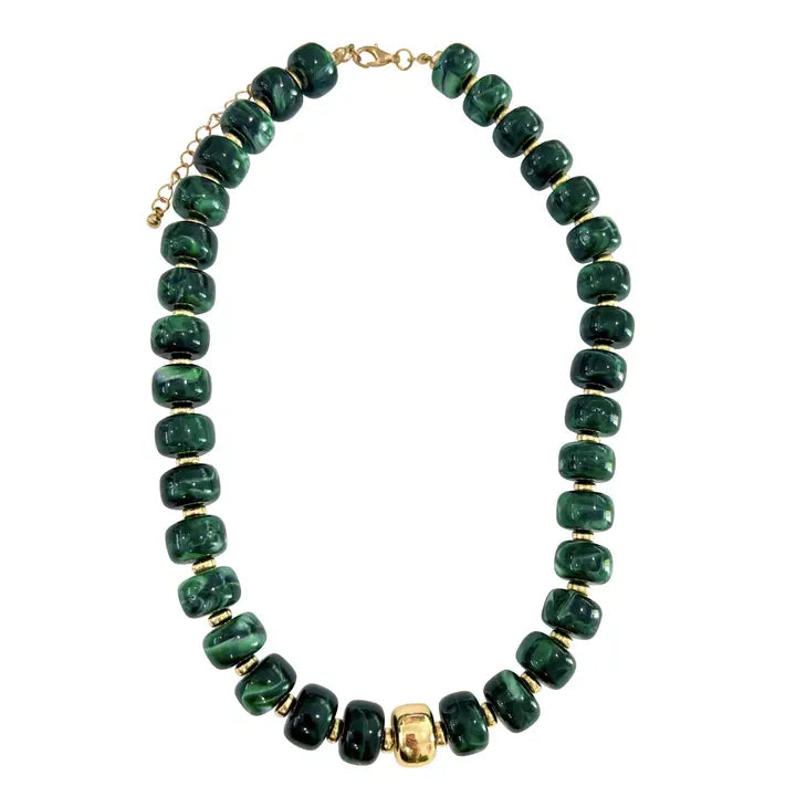 Rachel Chunky Beaded Necklace - Emerald