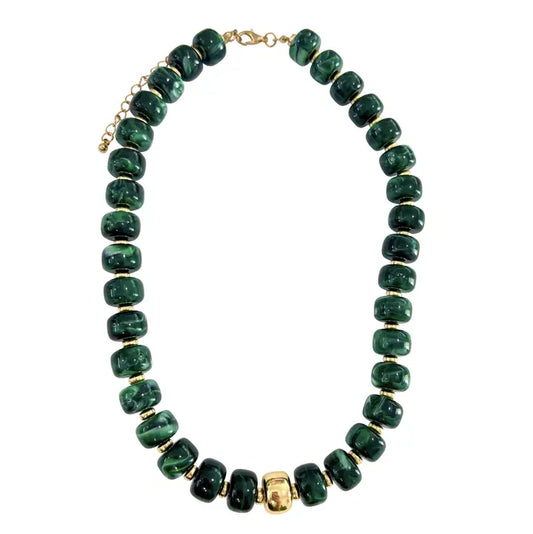 Rachel Chunky Beaded Necklace - Emerald