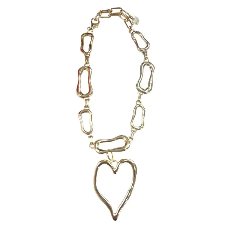 Mandy Open Link Chain Necklace with Jumbo Heart