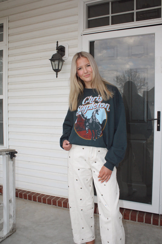 CHRIS STAPELTON HORSE OVERSIZED CREW SWEATSHIRT