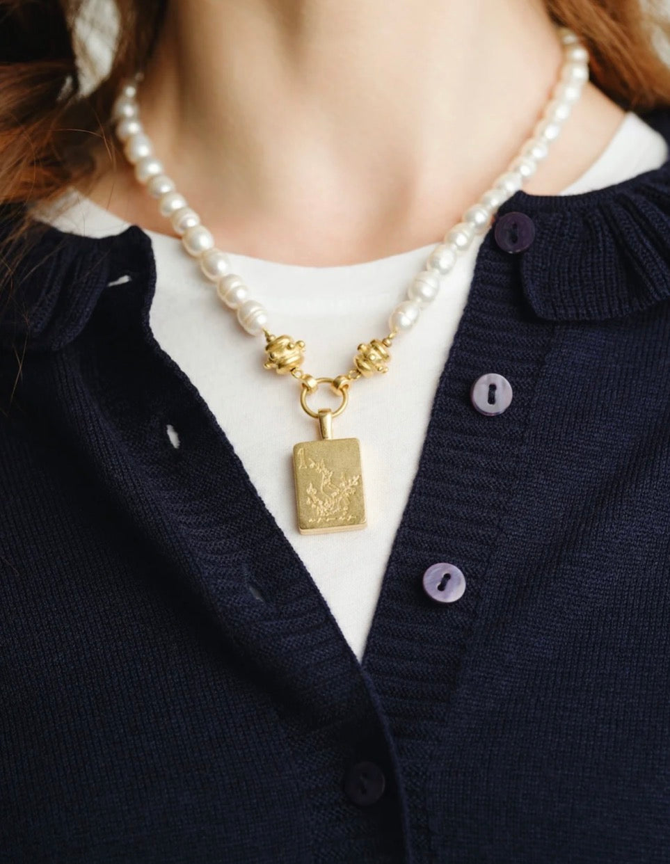 Bird Bam Mahjong Pearl Necklace