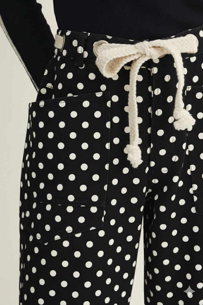 Polka Dots String Barrel Pants