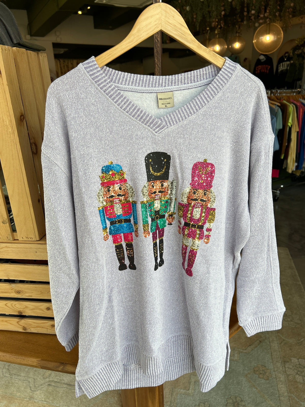 ￼Glitzy Nutcracker Sweatshirt V-Neck