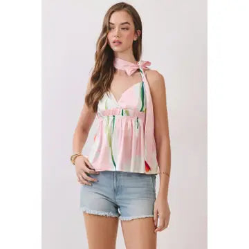 Floral Print Scarf Detail Top