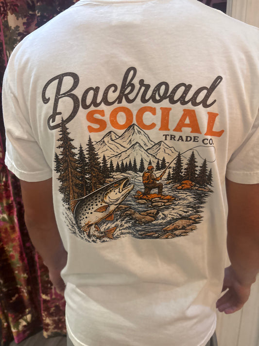 Backroad Fishing Orange Detail Tshirt
