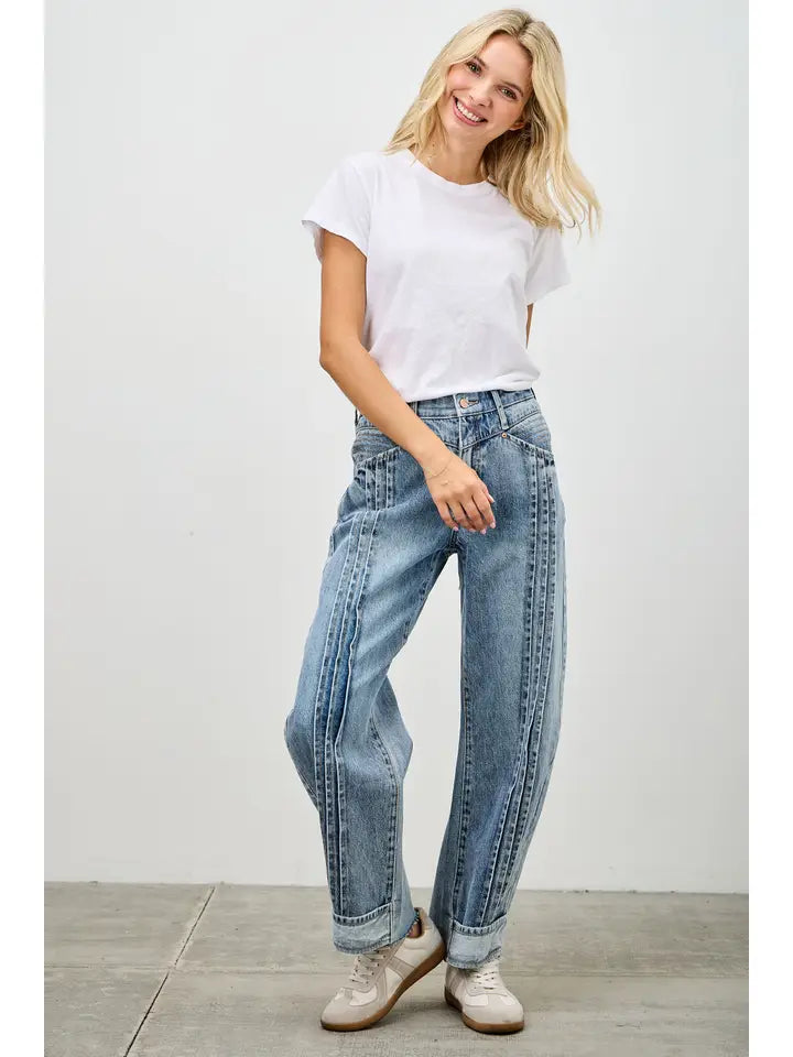 Pleats Barrel Jean