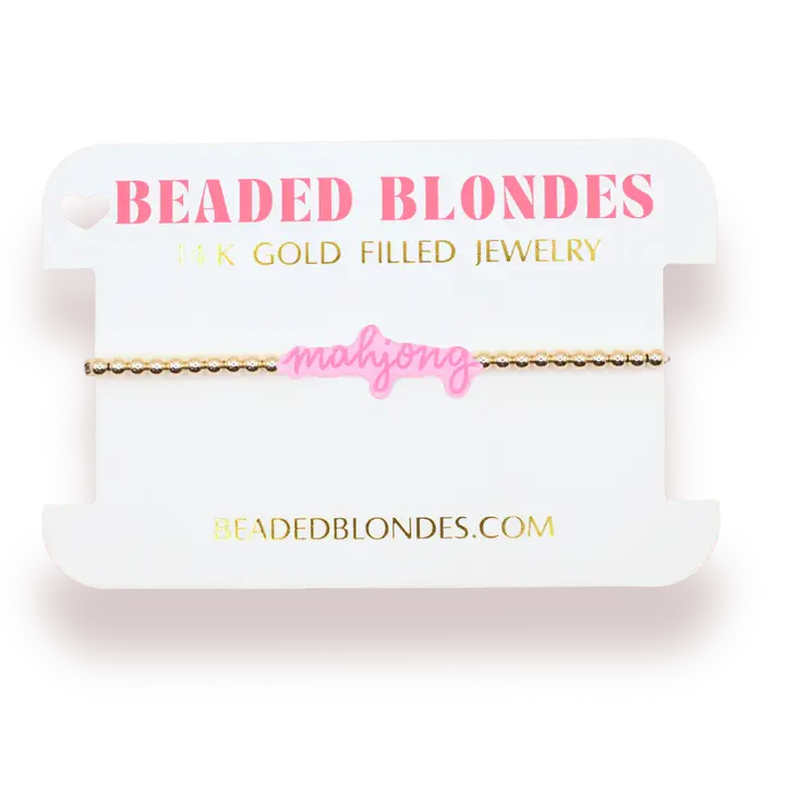 Mahjong Pink Bracelet On Gold