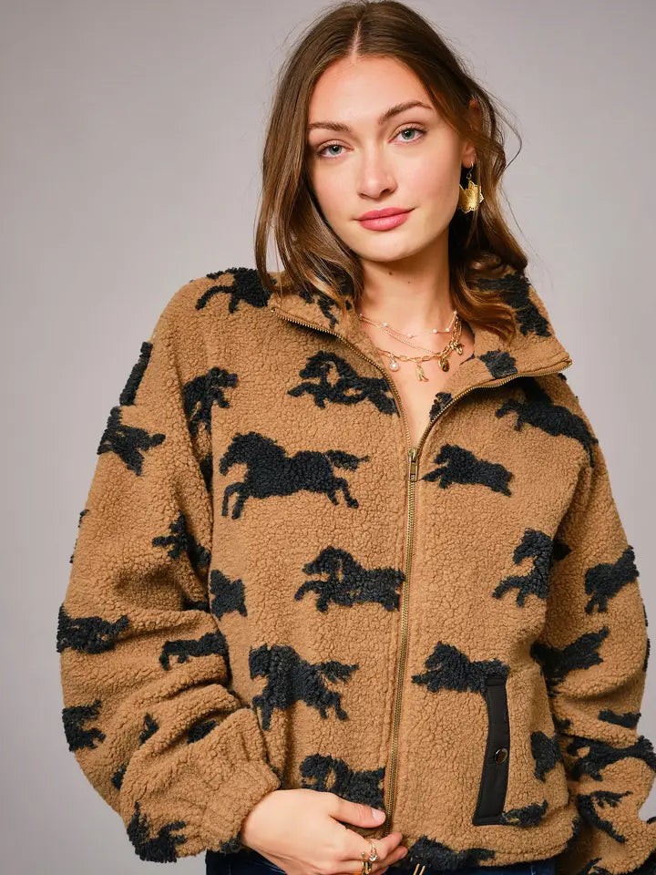 Wild Sherpa Oversized Zip-Up Jacket