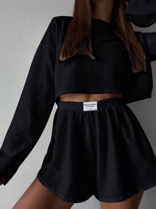 Eyelet basic long sleeve overfit loose tee