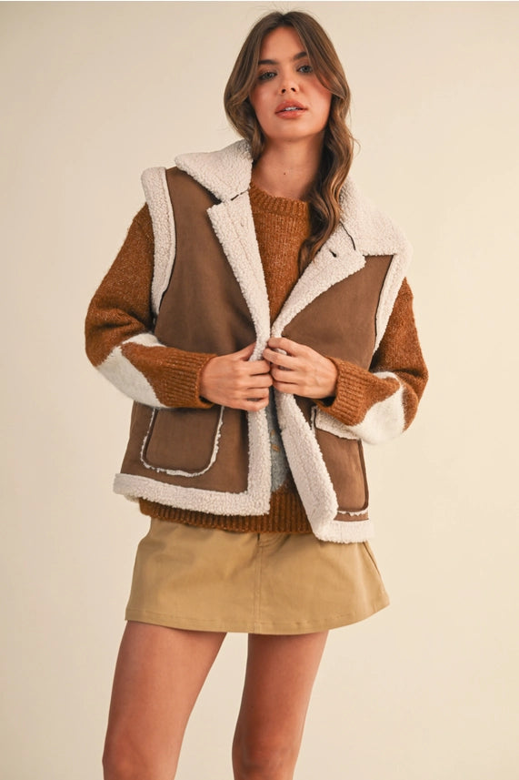 Suede Button up Vest