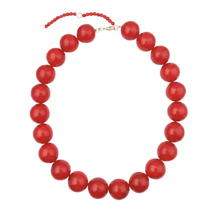 Kameron Chunky Beaded Necklace - Red