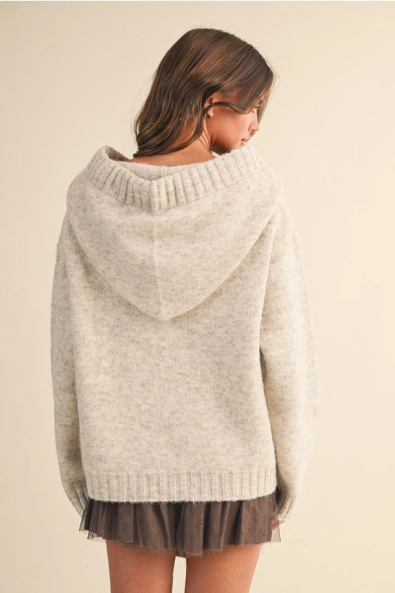 Contrast Hoodie String Detail Sweater