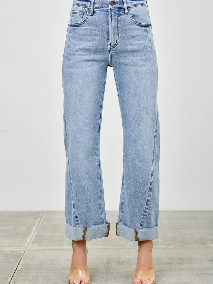 HIGH Rise Straight with Cuff