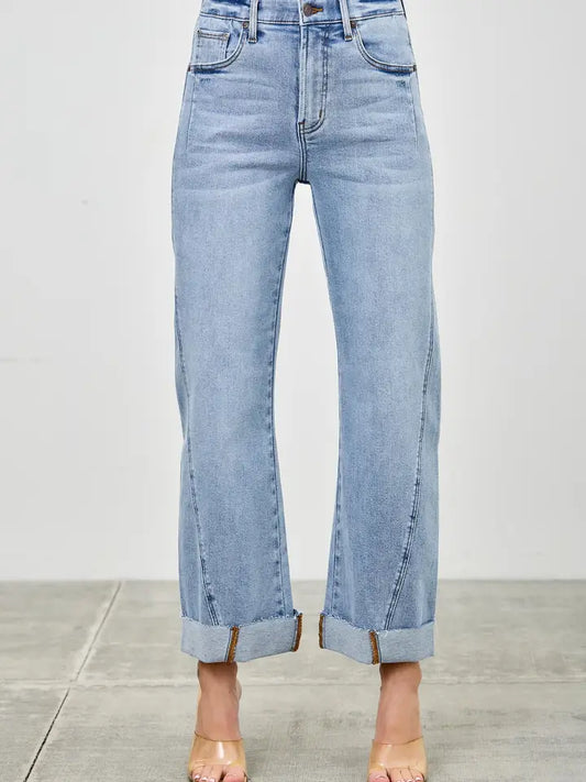 HIGH Rise Straight with Cuff