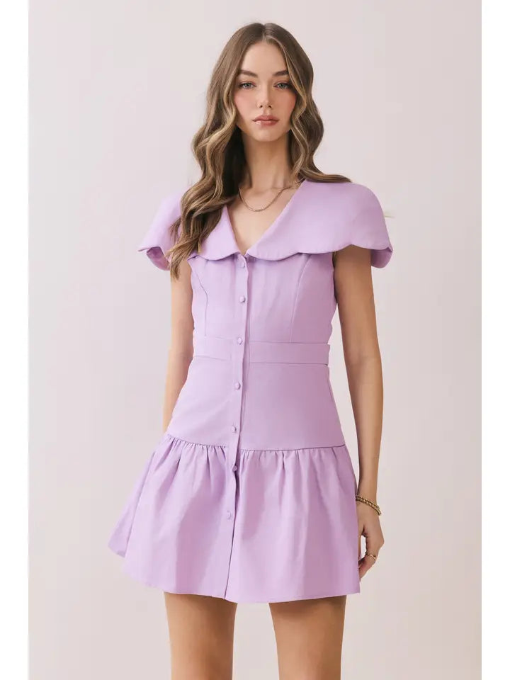 Fit and Flare Oversized Scalloped Collar Dress