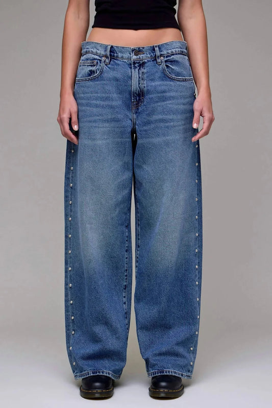 Blue Embellishment Oversized Baggy Jean