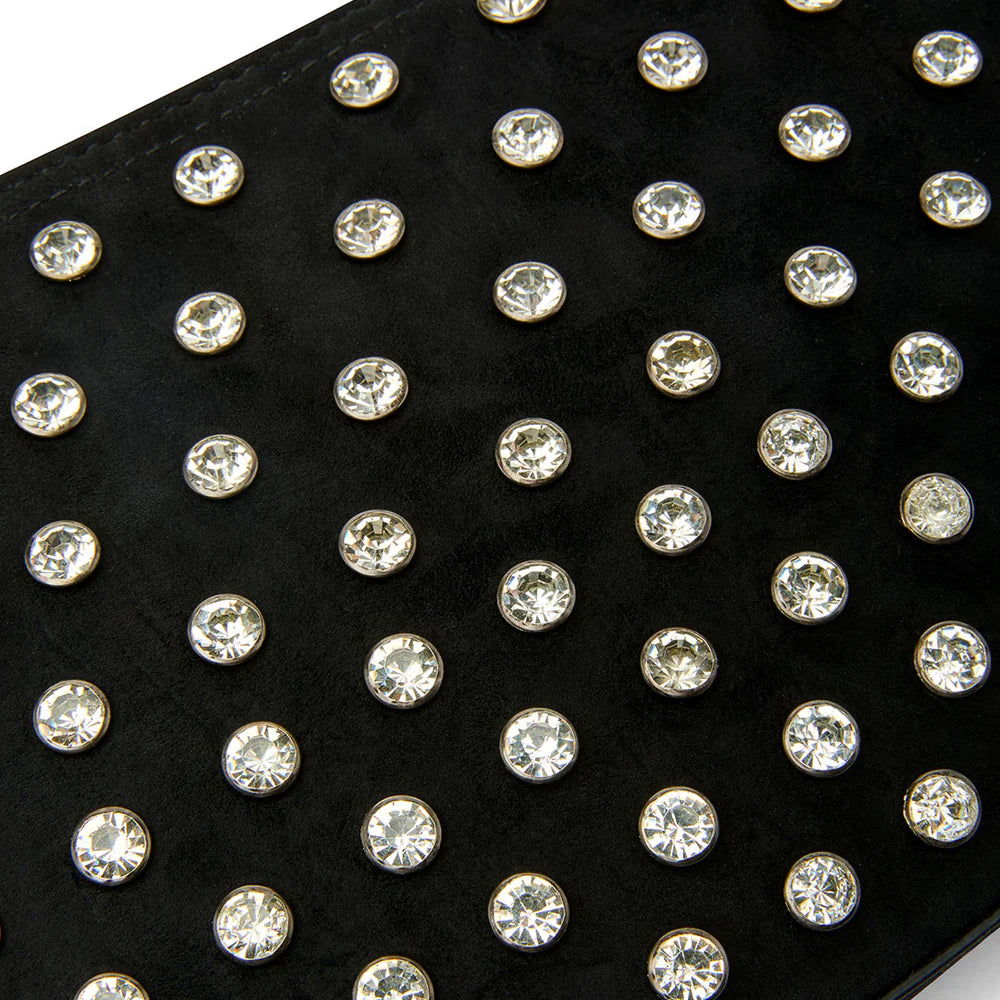 BLACK LUXE SUEDE WITH RHINESTONE STUDS