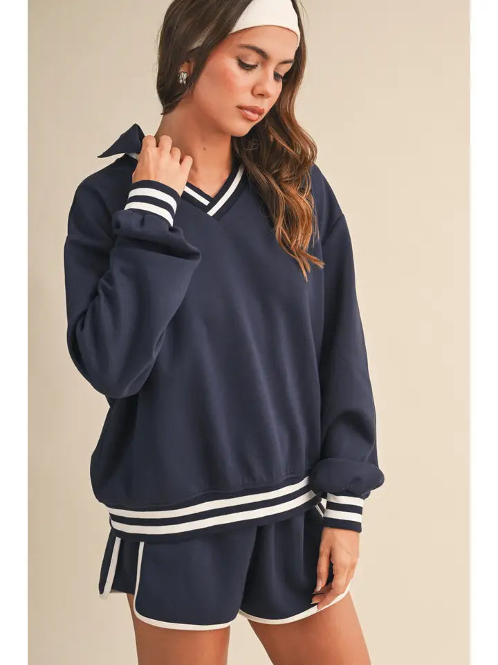 Collared Sweatshirt with Contrast