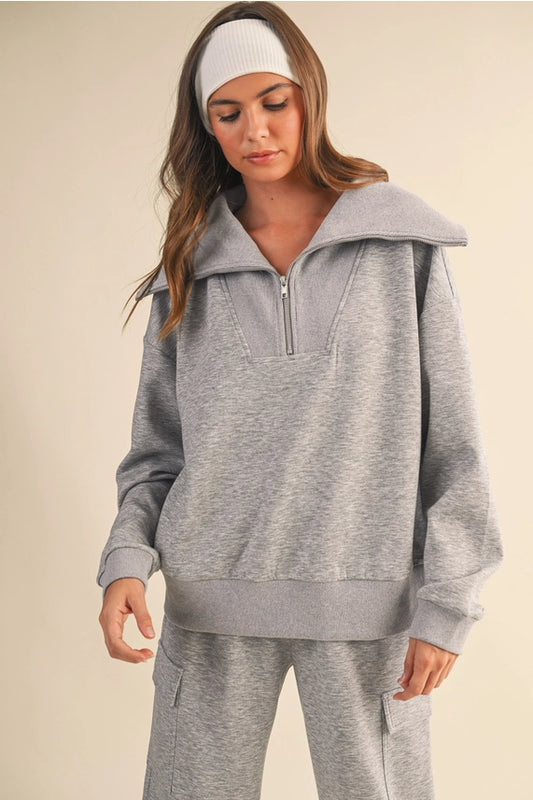 Oversized Collar Half Zip-Up