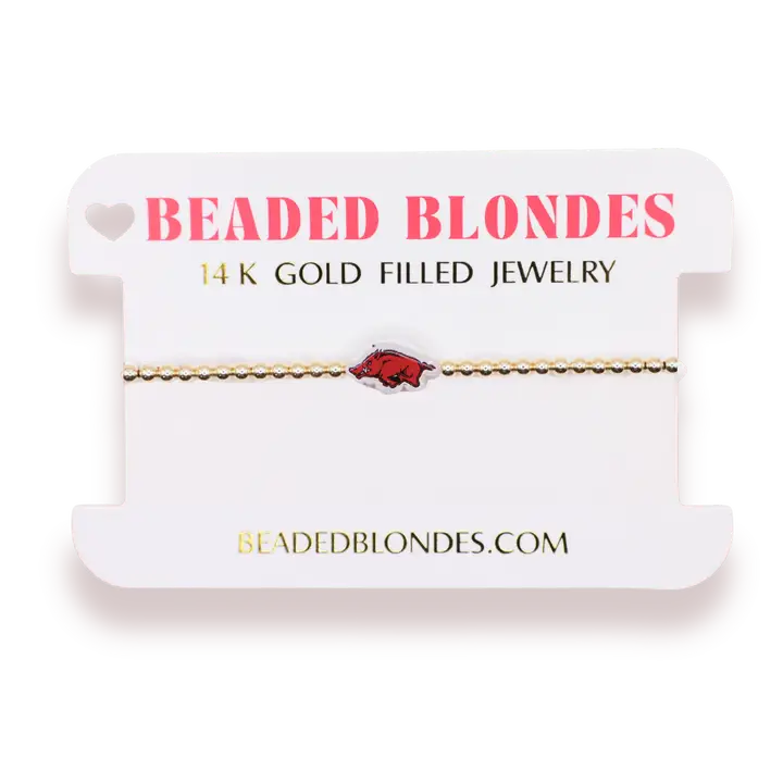Arkansas Logo Bracelet On Gold