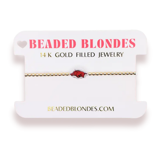 Arkansas Logo Bracelet On Gold
