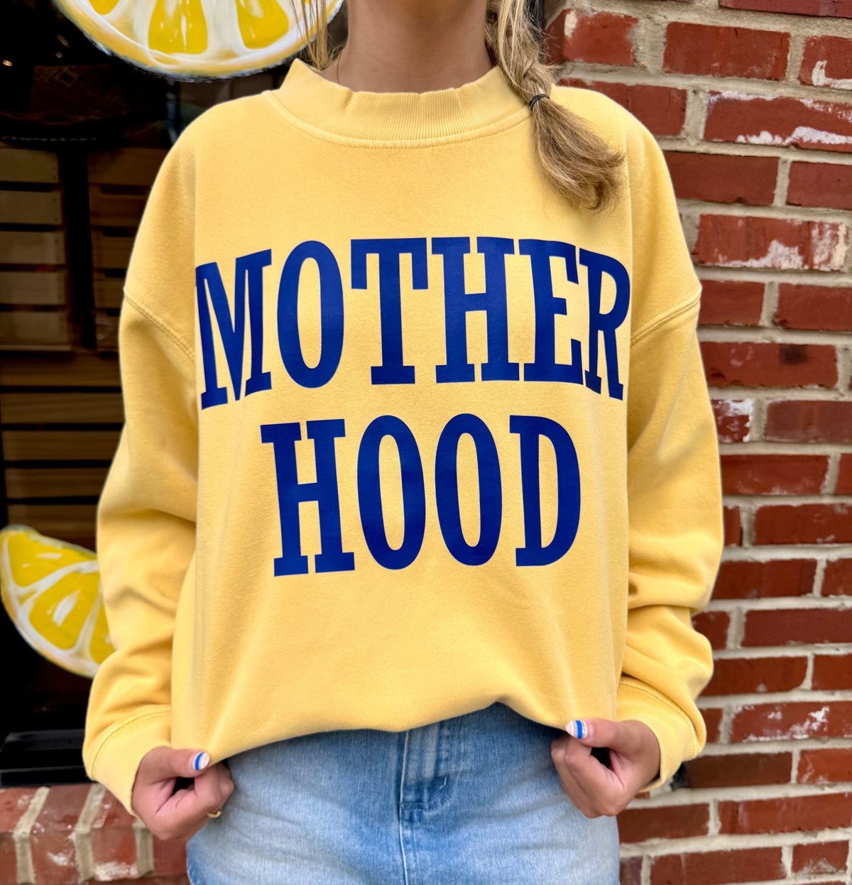 Yellow Mother Hood Mock Neck