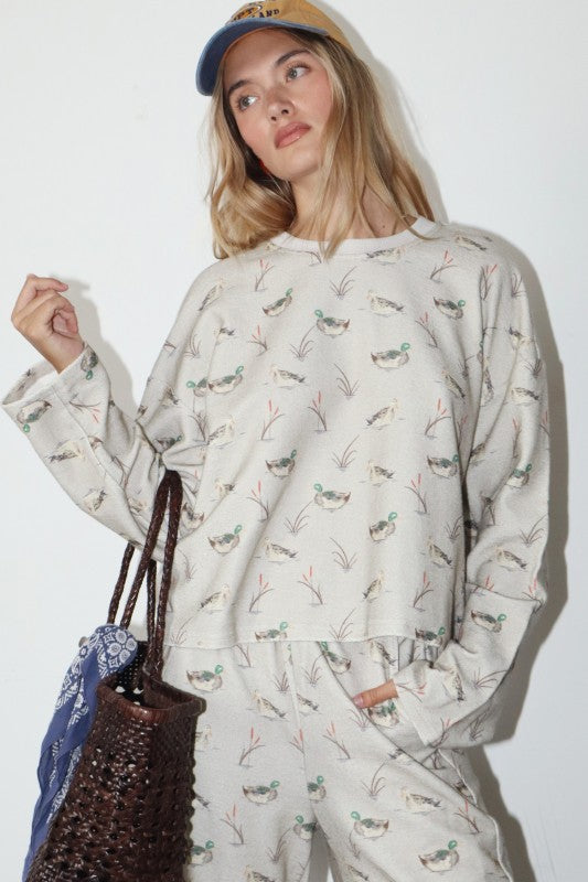 Duck Print Crewneck Sweatshirt