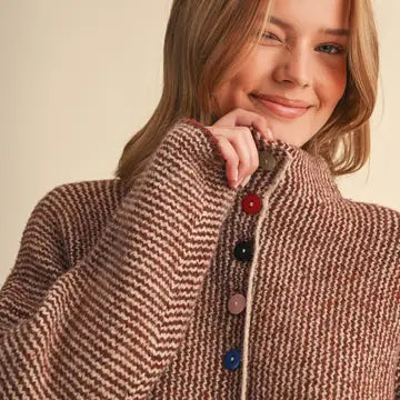 Sweater Cardigan with Colorful Buttons
